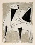Marino Marini, Pferd und Reiter. - Cavalier et cheval, bordure orange. - Reiter auf violetten Grund, mit roter Bordüre, 1955-1960, 3 Colour lithographs on wove paper, two with watermark