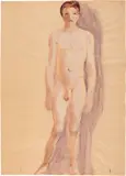 Otto Meyer-Amden, Knabenakt, vor violettem Hintergrund, 1928-1933, Watercolour on wove paper