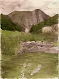 Otto Meyer-Amden, Landschaft bei Amden, Circa 1925, Watercolour on wove paper