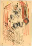Otto Meyer-Amden, 5 Studien zu "Knabe in Kirchbank", 1923/1924, Colour pencil and pencil on cream wove paper