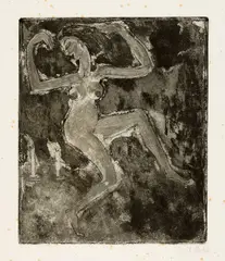 Emil Nolde, Kerzentänzerin, 1918, Etching and aquatint on strong Van Gelder wove paper with watermark