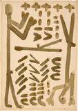 A. R. Penck, Ohne Titel, Drawing in gold paint on wove paper