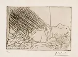 Pablo Picasso, Femme nue endormie ou morte (Danaé?), Paris, 17 January 1934, Etching on laid paper with watermark