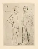 Pablo Picasso, Les deux Saltimbanques, 1905, Circa March Paris, Drypoint on copper on Van Gelder wove paper with watermark, impression after steel facing