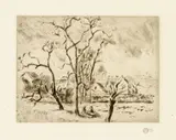 Camille Pissarro, Chateau de Busagny, à Osny. - Eglise d'Osny, près Pontoise, 1887 and 1885, 2 Etchings