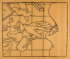 Markus Raetz, Allesfresser, 1971, Algraph on thin, brownish wove paper