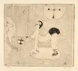 Hans Schärer, Tabledance, 1971, Etching on wove paper