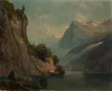 Ferdinand Sommer, Urnersee mit Blick auf den Urirotstock, Circa 1880, Oil on cardboard