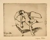 Suzanne Valadon, Louise nue sur le canapé. - Louise nue sur le canapé, 1895, Vernis mou on soft wove paper. – Vernis mou on copperplate paper