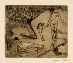Suzanne Valadon, Femmes et enfant au bord de l'eau, 1904, Etching on wove paper