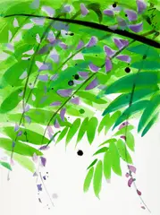 Teruko Yokoi, Wisteria, 2006, Egg-tempera on watercolour paper