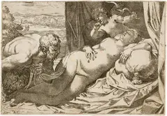Annibale Carracci, Venus und Satyr, 1592, Etching and copper engraving on laid paper