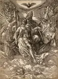 Albrecht Durer, Die Heilige Dreifaltigkeit, 1511, Woodcut on laid paper with watermark "Grosses Wappen" (not in Meder)
