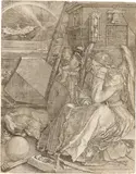 Albrecht Durer, Die Melancholie, 1514, Copper engraving on laid paper with watermark "Schrobenhauser Wappen" (Meder watermark 195)