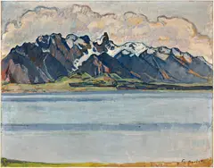 Ferdinand Hodler, Thunersee mit Stockhornkette, Circa 1912, Oil on canvas