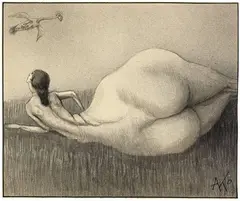 Alfred Kubin, Elefantiasis, circa 1900-1901, Pen and brush in ink on a sprayed background, on cadastral paper