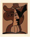 Grande tête de femme au chapeau by Pablo Picasso, Mougins, 9 February 1962, Colour linocut on wove paper with watermark "ARCHES", sold Sep 2024