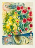 Marc Chagall, Roses et mimosas, 1967, Colour lithograph on wove paper Arches with watermark