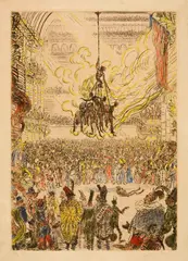 James Ensor, La vengeance de Hop-Frog, 1898, Etching, coloured, on imitation Japan