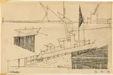 Lyonel Feininger, Hafenanlage, 1954, Pen and ink drawing on laid paper
