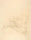 Alberto Giacometti, Intérieur, dans l'appartement de Annette Giacometti à la rue Mazarine, After 1963, Pencil drawing