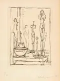 Alberto Giacometti, Sculptures et bol dans l'atelier I, 1949-1950, Etching on wove paper