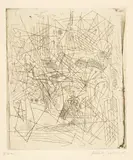 Alberto Giacometti, Planche d’essai avec tête et figures, Circa 1954/1955, Etching on wove paper Arches with watermark
