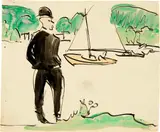 Ernst Ludwig Kirchner, Spaziergänger am Müggelsee, 1912, Watercolour over ink drawing on wove paper