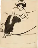 Ernst Ludwig Kirchner, Dodo sitzend, Circa 1909, Brush and ink drawing on Japan