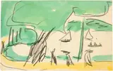 Ernst Ludwig Kirchner, Segelboote auf dem Müggelsee, Circa 1912, Watercolour over pencil drawing on wove paper