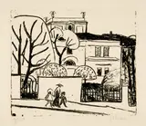 Ernst Ludwig Kirchner, Villa im Garten (Villa mit Garten im Frühling), 1910, Lithograph on chalk-grounded wove paper