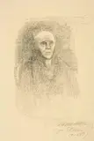 Käthe Kollwitz, Brustbild einer Frau, 1915-1917, Black chalk on beige, tinted wove paper