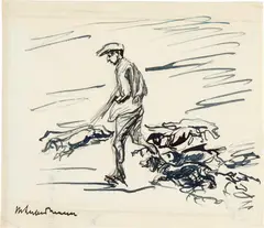 Max Liebermann, Jäger mit Hunden, Circa 1913, Pen and ink drawing on laid paper