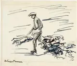 Max Liebermann, Jäger mit Hunden, Circa 1913, Pen and ink drawing on laid paper