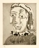 Pablo Picasso, Portrait de femme au col en ruché : Marie-Thérèse, 1939, Aquatint on copper on laid paper with watermark "Vollard"