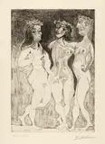 Pablo Picasso, Les trois grâces couronnées de fleurs, Paris, 18 January 1938, Etching on beige laid paper