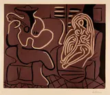 L'aubade, avec femme dans un fauteuil by Pablo Picasso, Cannes, 9 September 1959, Colour linocut on cream-coloured, firm wove paper with watermark "ARCHES", sold Sep 2024