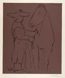 Picador debout avec son cheval by Pablo Picasso, Cannes, 23 September 1959, Colour linocut on cream-coloured, firm wove paper with watermark "ARCHES", sold Sep 2024
