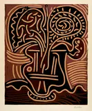 Bouquet dans un vase by Pablo Picasso, Cannes, 5 October 1959, Colour linocut on cream-coloured, firm wove paper with watermark "ARCHES", sold Sep 2024