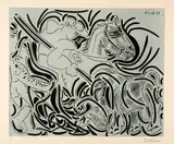 Pique. III by Pablo Picasso, Cannes, 13 October 1959, Colour linocut on wove paper Arches with watermark, sold Sep 2024