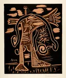 Baigneuse debout avec une cape by Pablo Picasso, Mougins, 15 and 18 January 1963, Colour linocut on cream-coloured, firm wove paper with watermark "ARCHES", sold Sep 2024