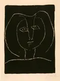 Pablo Picasso, Tête de femme stylisée fond noir