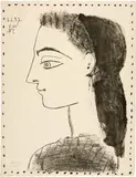 Pablo Picasso, Jacqueline au mouchoir noir, Cannes, 12 January 1958, Lithograph on firm wove paper with watermark "Arches"