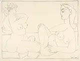 Pablo Picasso, Deux femmes sur la plage, Cannes, 22 January 1956, Lithograph on firm wove paper with watermark "Arches"