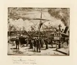 Camille Pissarro, Port de Rouen (Saint-Sever), 1884, Etching, scraper and drypoint on laid paper with watermark