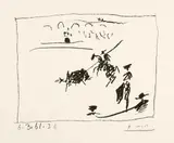 Pablo Picasso, La pique. - Jeu de la cape. - Les banderilles. - Le picador II, 1961, 3 lithographs and 1 colour lithograph on wove paper Arches with watermark