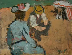 Ivan Puni, Dame en bleu, 1955, Oil on canvas, mounted on Pavatex