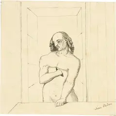 Odilon Redon, Le coeur a ses raisons, Probably circa 1876, Pencil drawing on beige wove paper on backing sheet