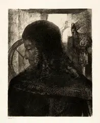 Odilon Redon, Vieux chevalier, 1896, Lithograph on chine appliqué on wove paper