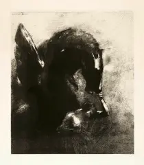 Odilon Redon, Pégase captif, 1889, Lithograph on chine appliqué on wove paper
